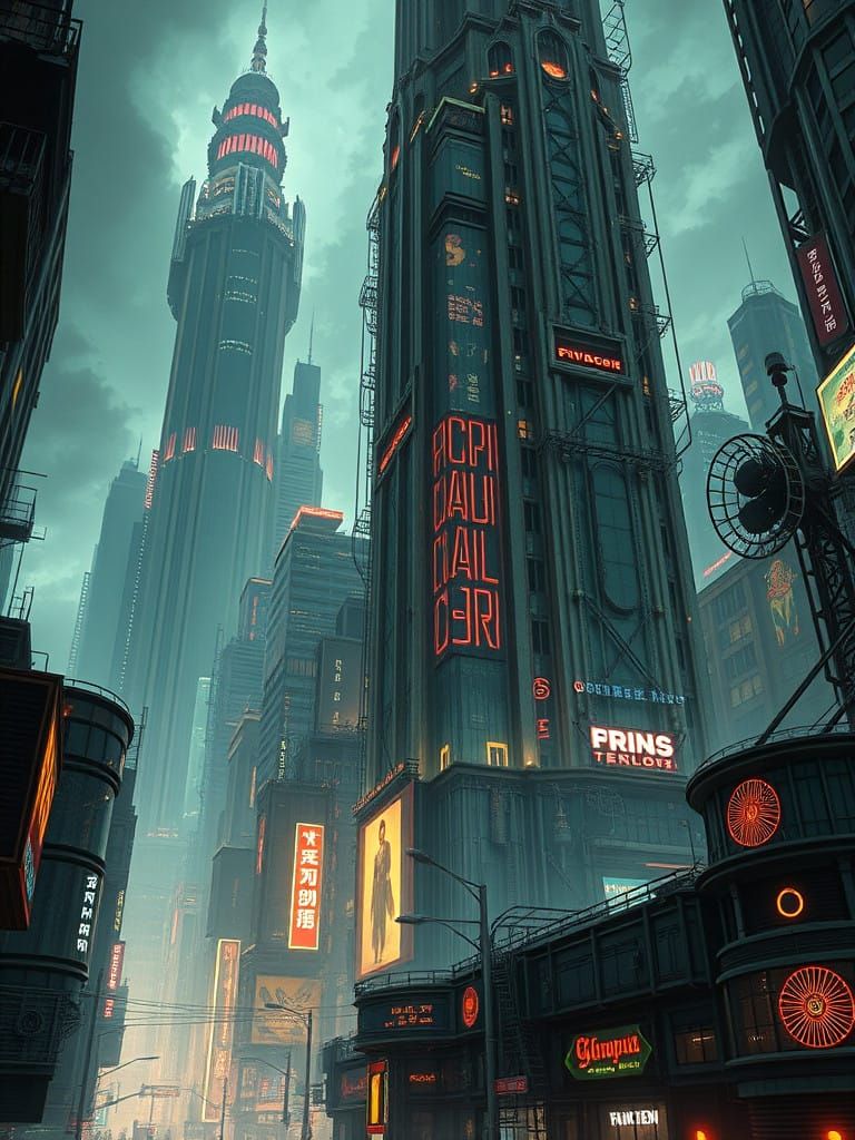 Gritty Cityscape in Cyberpunk Style