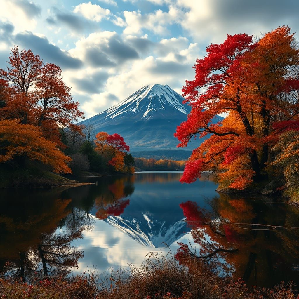 Mt Fuji under Autumn's Golden Glow