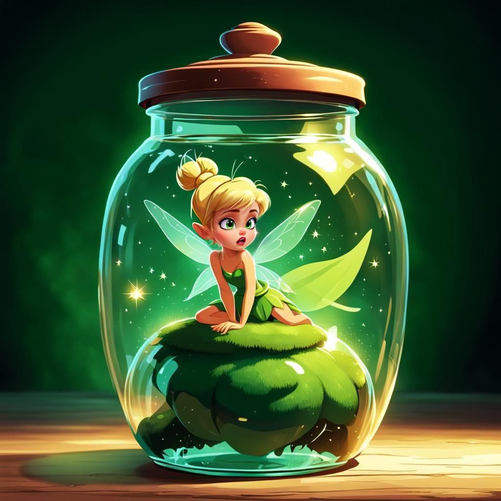 Angry Tinkerbell Pouting in a Jar