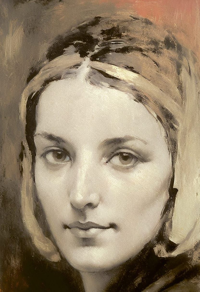 Goth Girl Portrait in the Style of Impasto