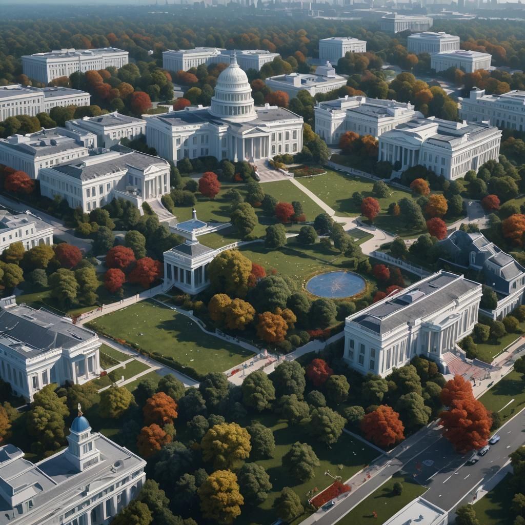 White House Backdrop in Detailed Matte Painting