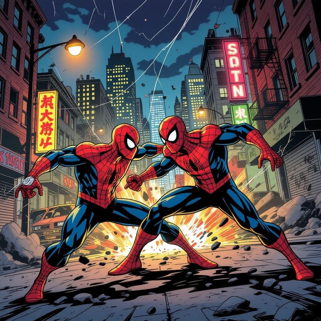 Spiderman Battles Sinister Six in Gritty Night Fight