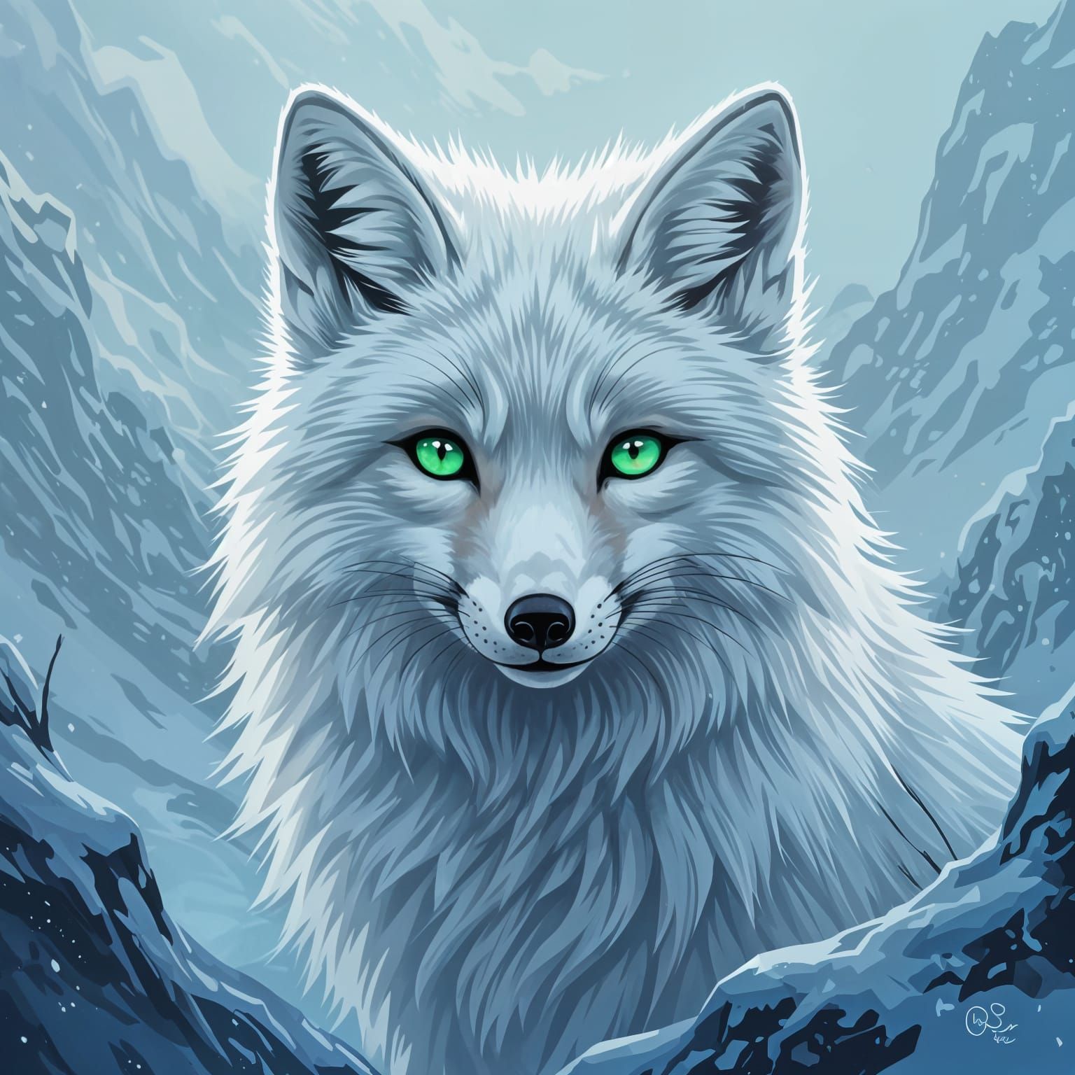 Mythical Arctic Fox in a Mystical Landscape