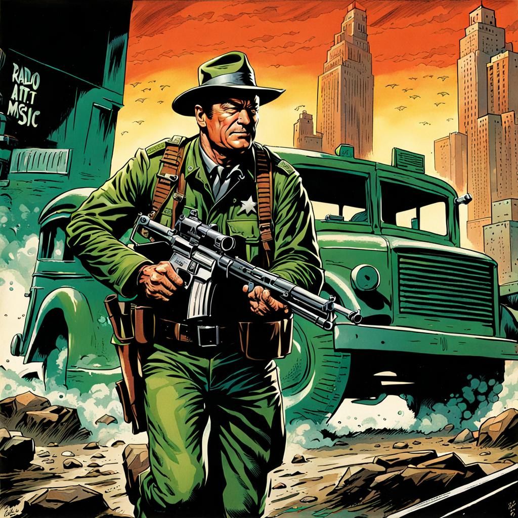 Green Beret Colonel Shootout: Comic Book Art