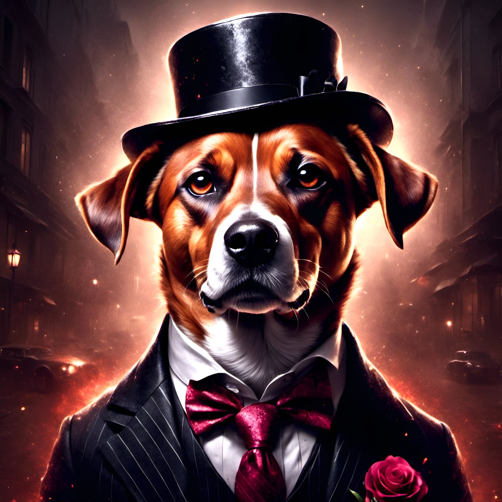 Dog Mobster Portrait in Graffiti Style