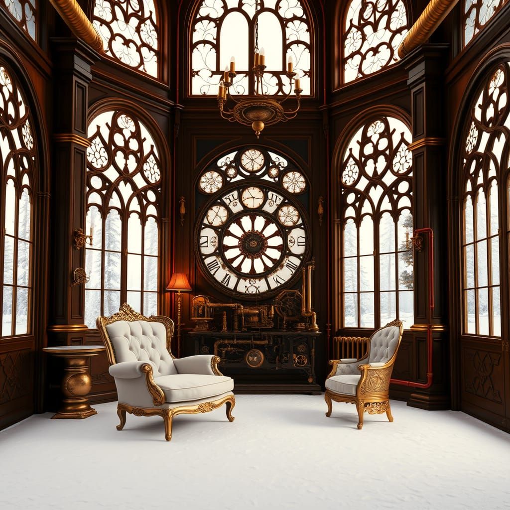 Ethereal Steampunk Ice Palace Living Room