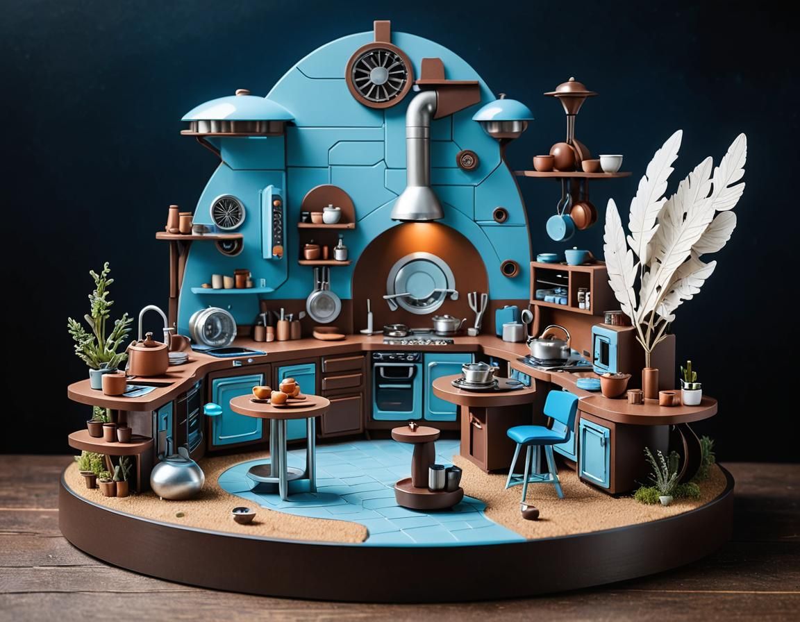 Miniature futuristic kitchen