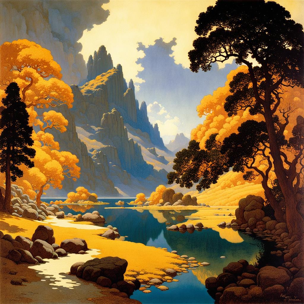 Fantasy Haven in Maxfield Parrish Style