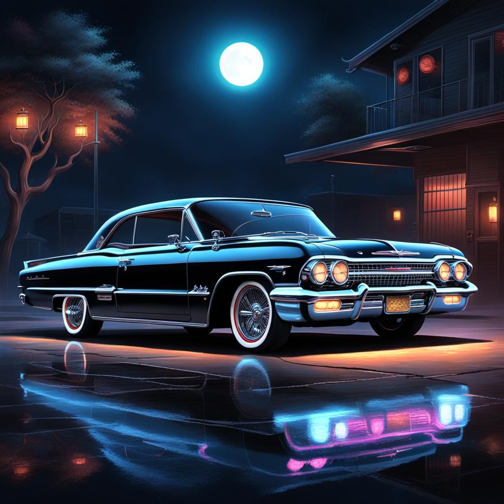 Black 1963 Impala Lowrider Concept Art