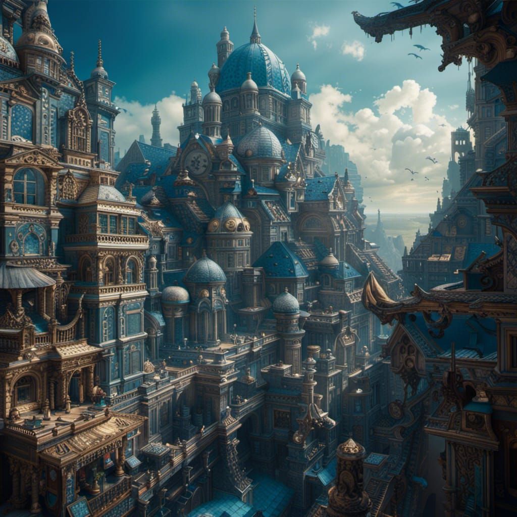 Epic Blue City: Digital Matte Painting