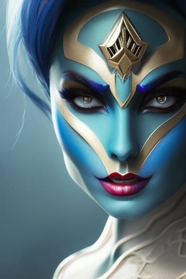 Halloween Woman with Moon Hair: Digital Art