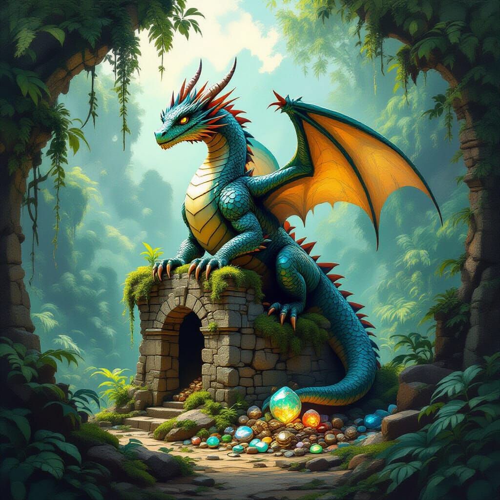 Dragon Guards Treasure in Mossy Ruin