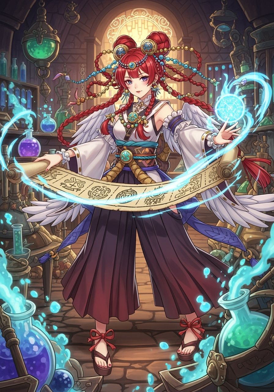 Anime Sorceress in High Fantasy Potion Laboratory