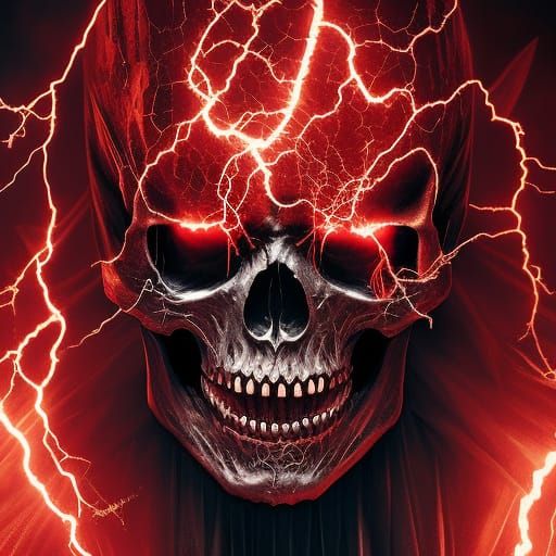Red Thunderstorm Skull