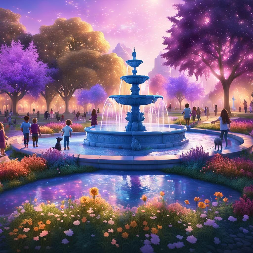 Whimsical Fantasy Park Scene in Unreal Engine 5