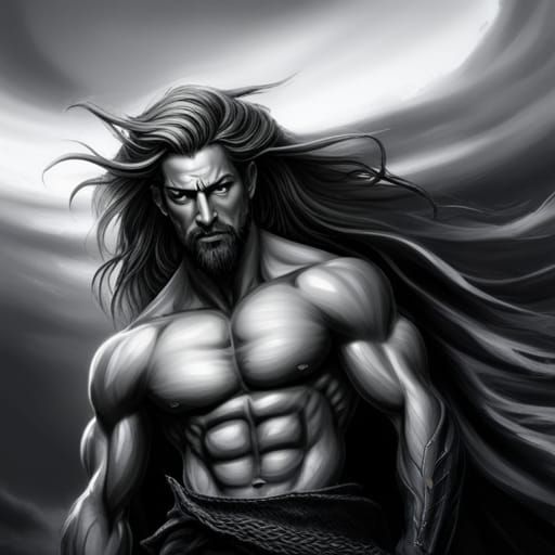 God Lugh: Dark Fantasy Charcoal Portrait