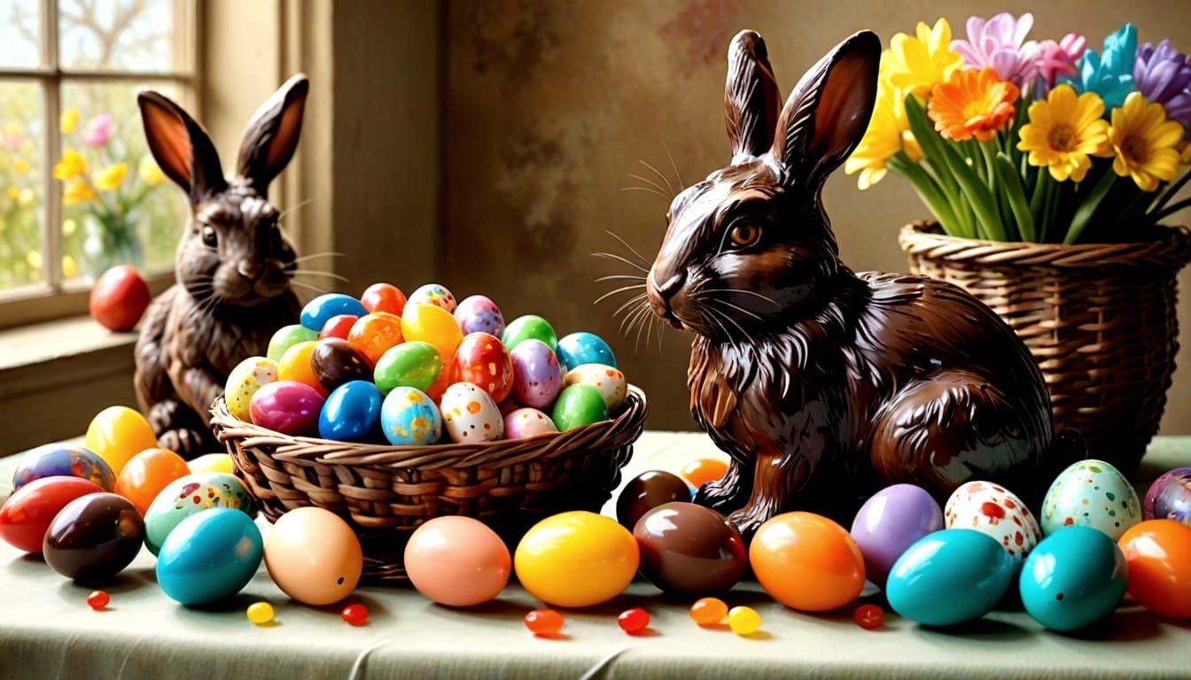 Easter Basket Art in Warm, Inviting Oil Paintings