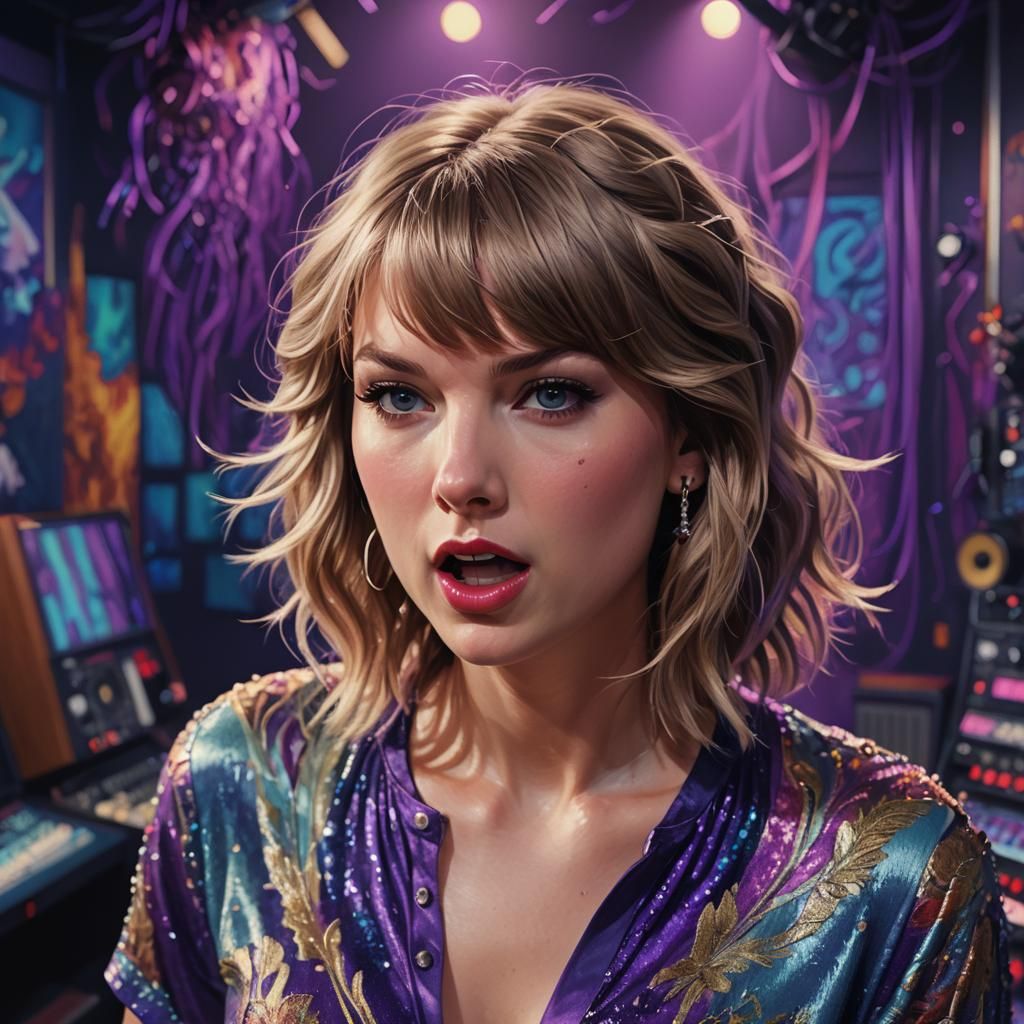Taylor Swift Farting in Recording Studio, Hyperrealistic Art