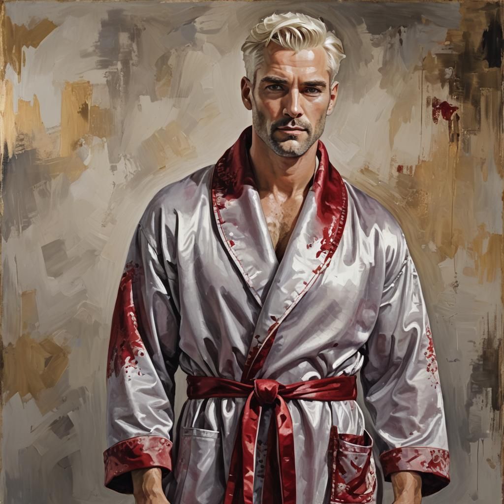 Carmine Velvet: Impressionist Portrait of Blond Man