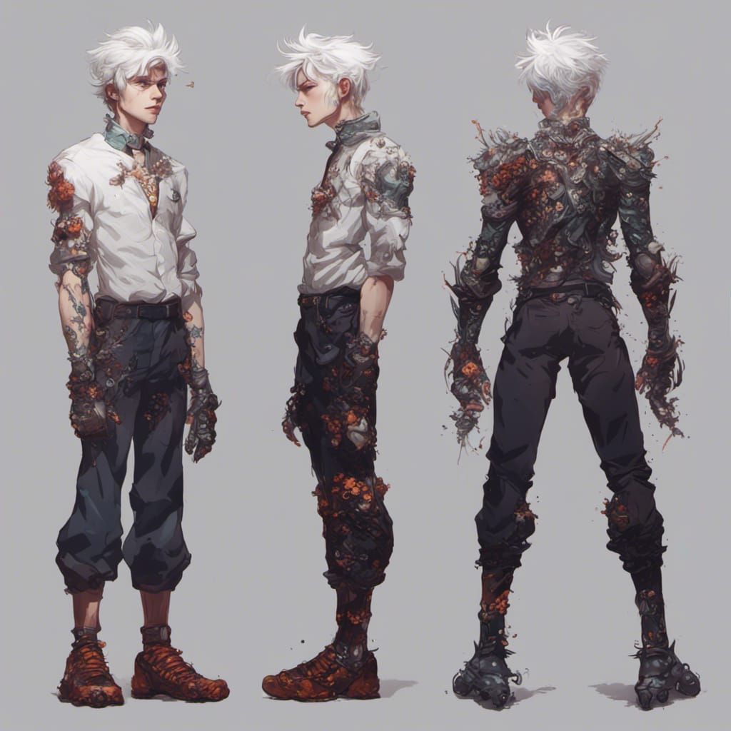 2D Pixel Art of a White-Haired Experiment Subject