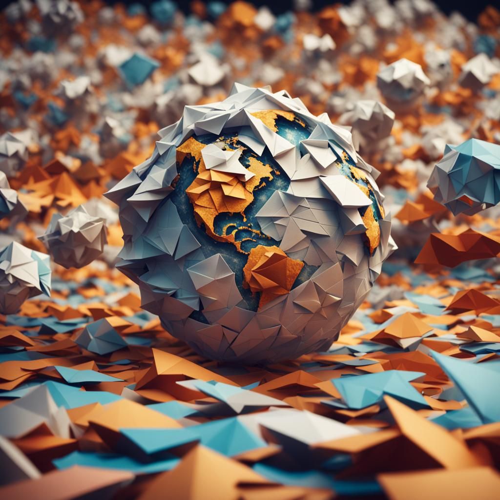 Robotic Earth Origami Papercraft in Chaos