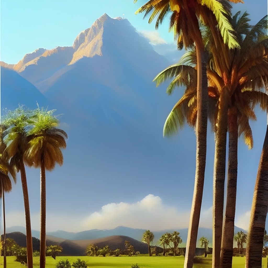 Sincere Man in Palm Land: Oil Painting