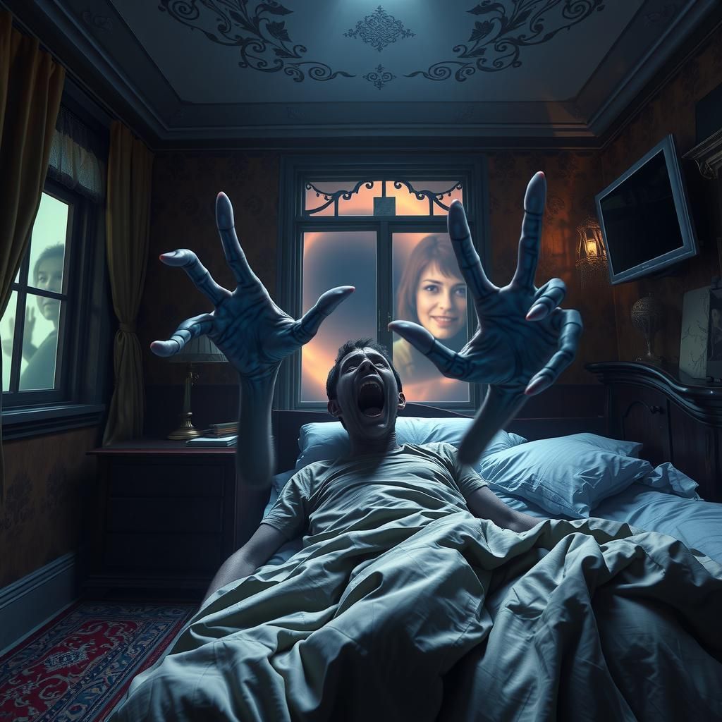 Haunted Bedroom Nightmare in Dark Fantasy Concept Art
