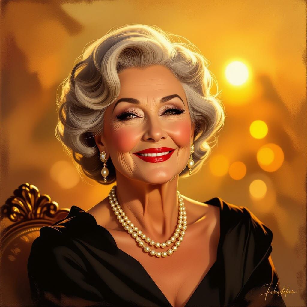 Glamorous Elderly Woman in Golden Hour Light
