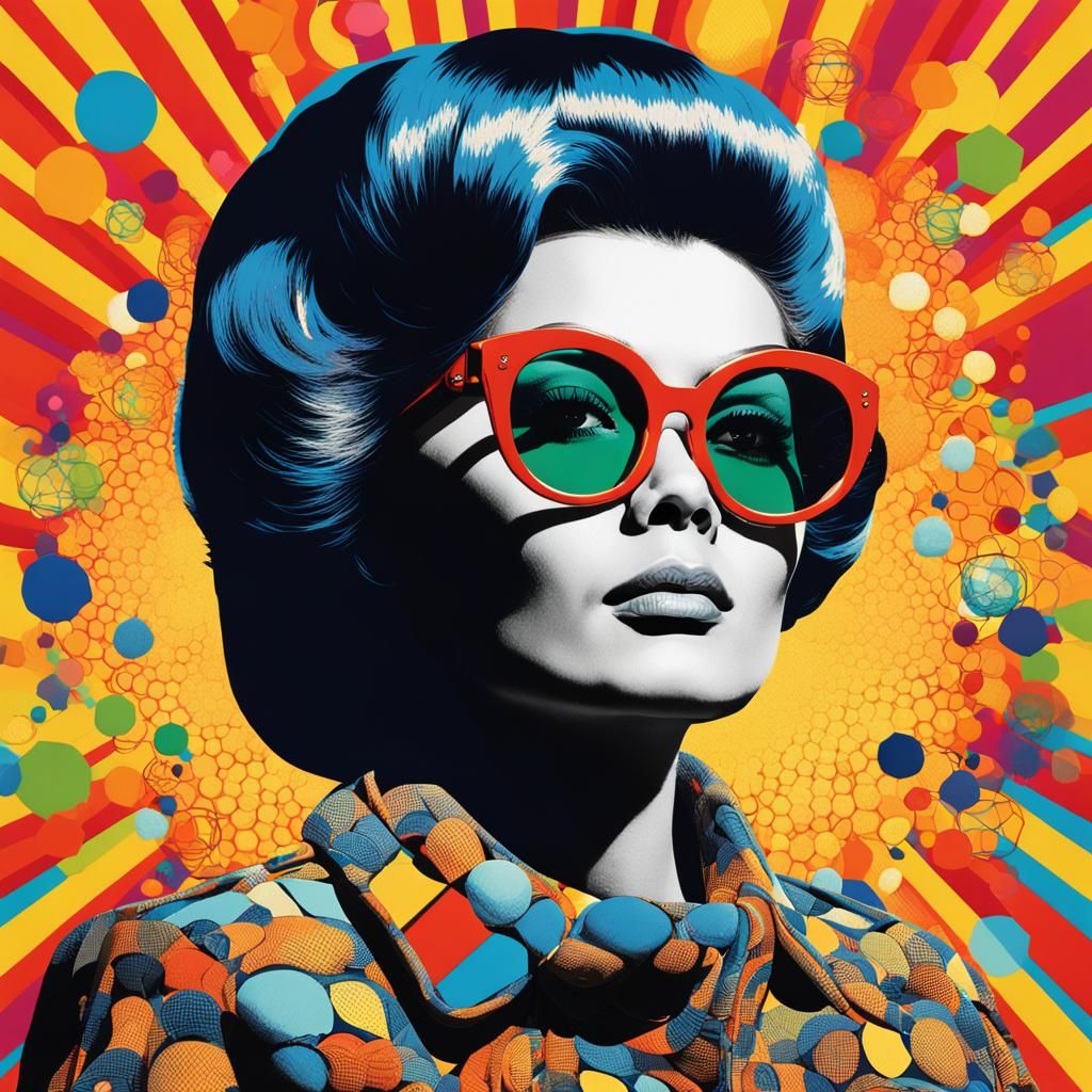 A vibrant pop art portrait of a 60’s icon