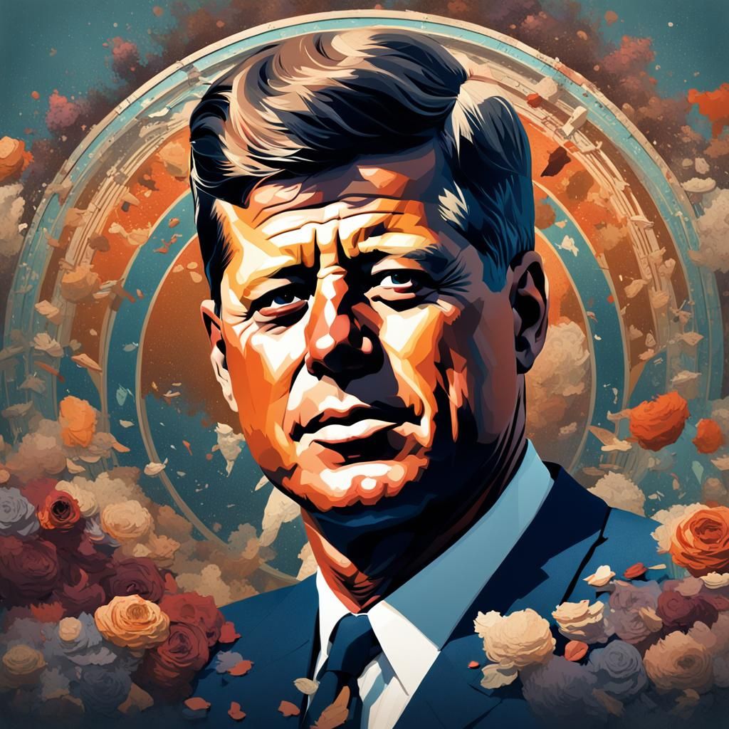 Detailed Portrait of JFK in Art Nouveau Style