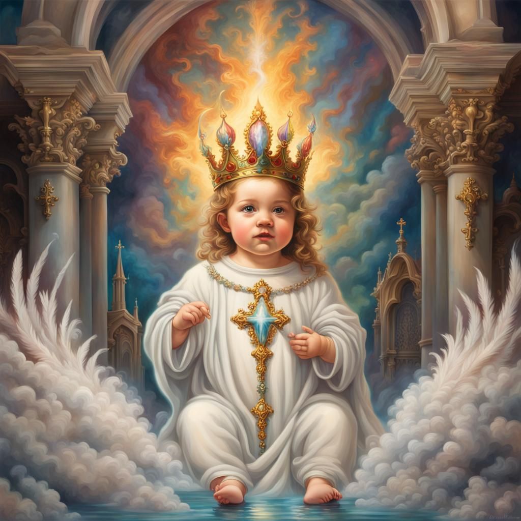 Luminescent Baby Jesus in Fantasy Church