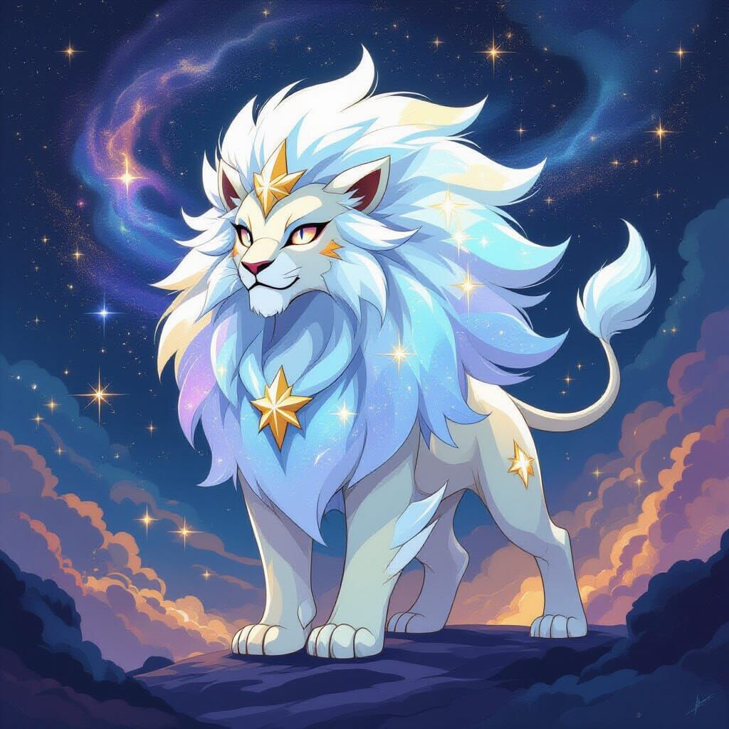Mystical Star King Pokemon in Celestial Nebula