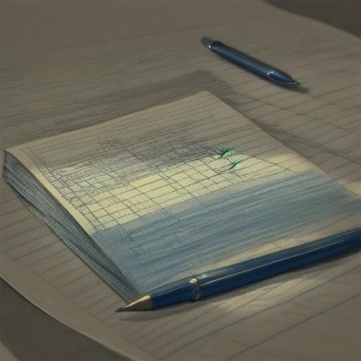 Random lines, blue ballpoint pen drawing, sketch on a checke...