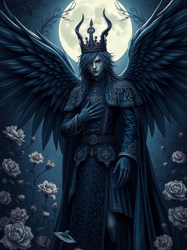 Winged Gothic Lord in Dark Victorian Manga Art