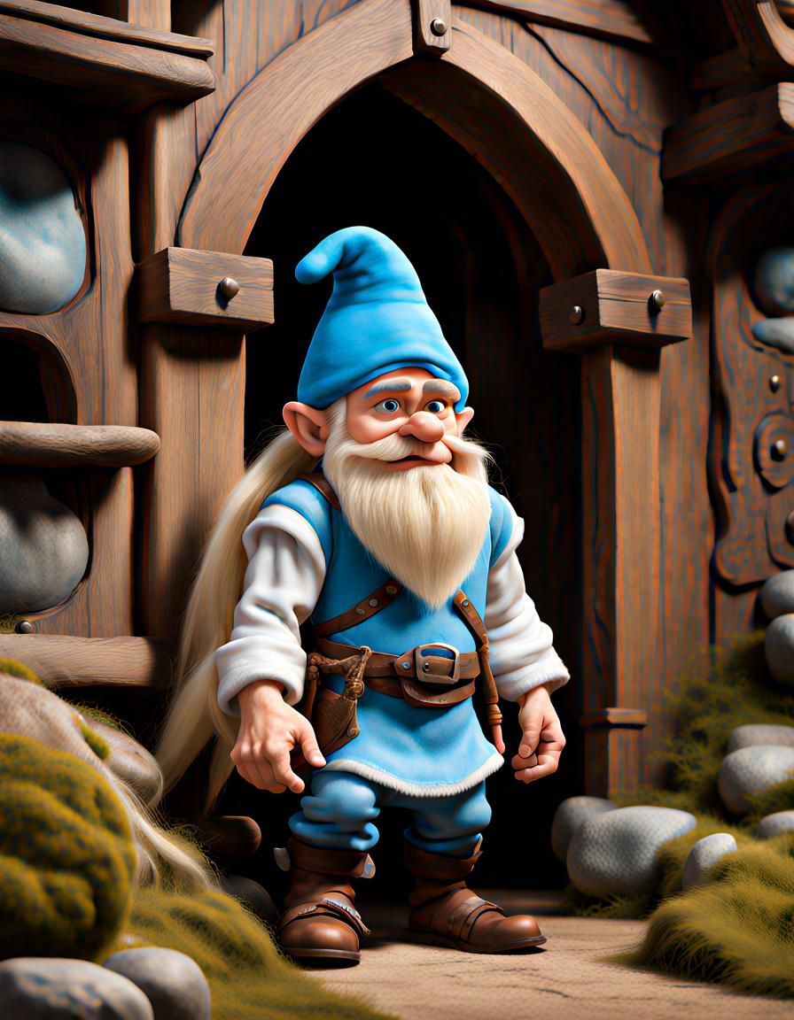 Cinematic Photo of Dwarf Smurf Rapunzel Fusion