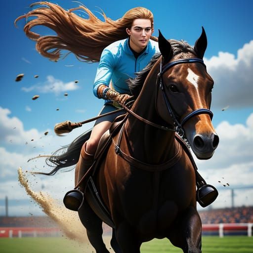 Woman Horse Racer in Epic Splash Art Style