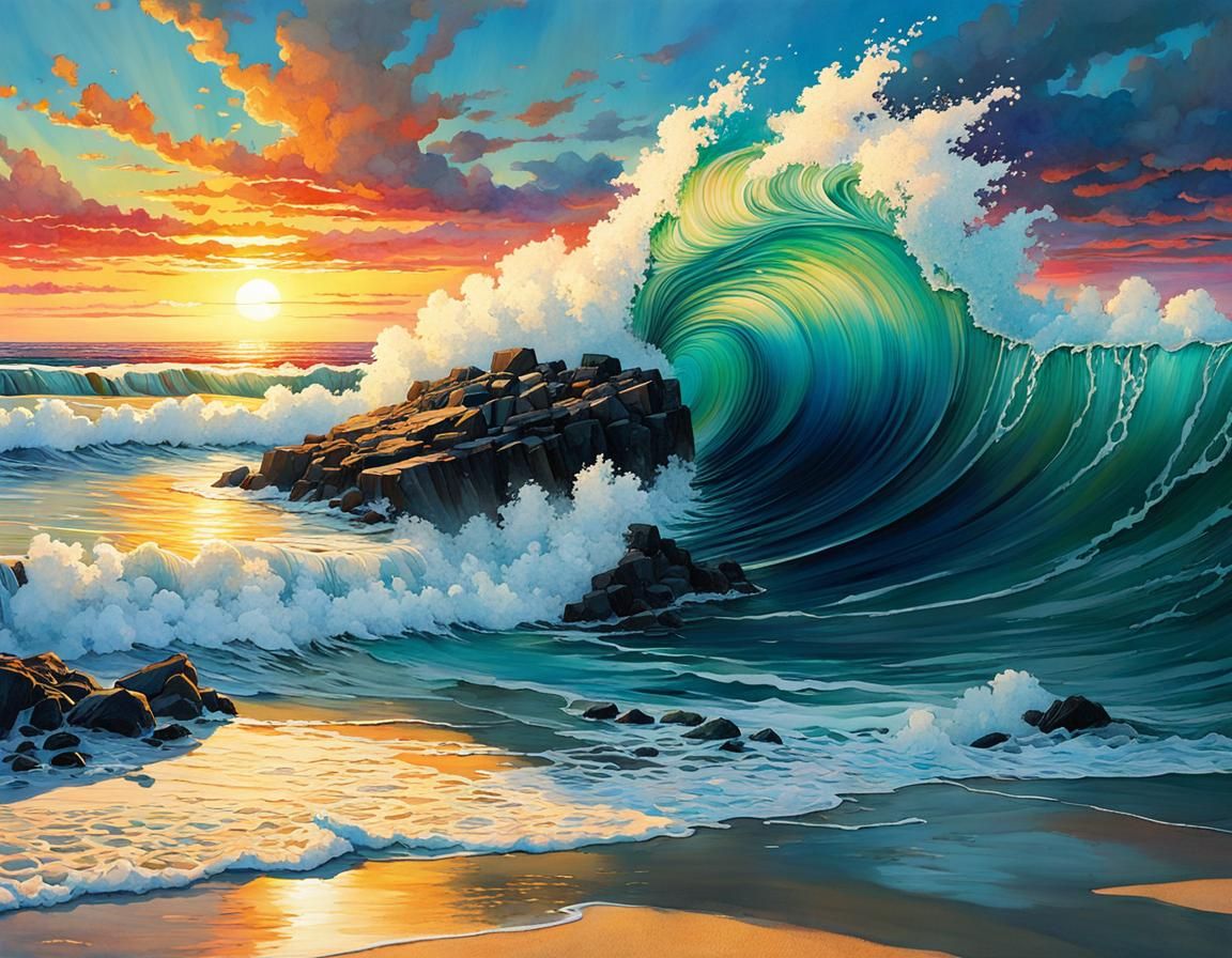 Mermaid at Sunset on Sandy Beach