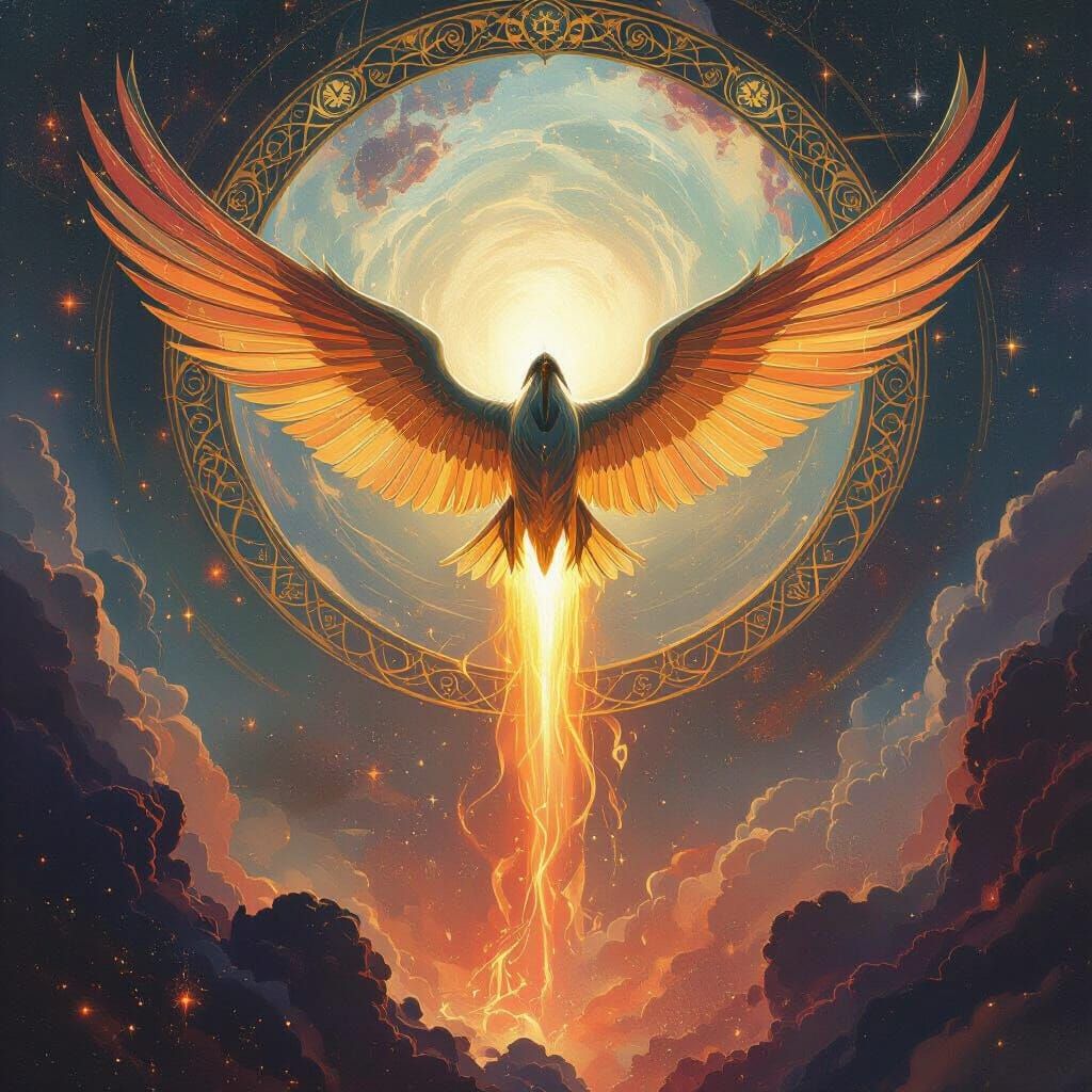 Majestic Aircraft Ascending: Art Nouveau Cosmic Flight