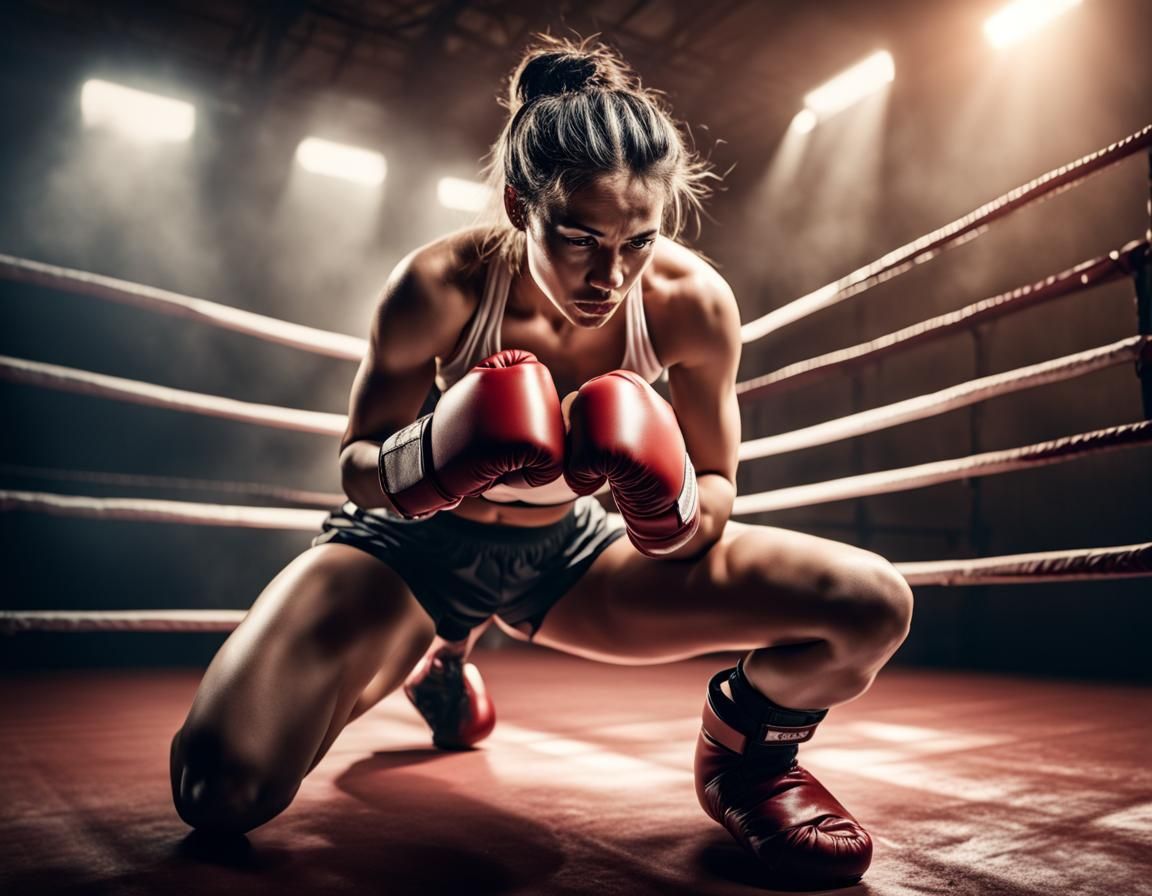 Sensual Boxer Pauses in Ring: Hyperrealistic 64MP Photo