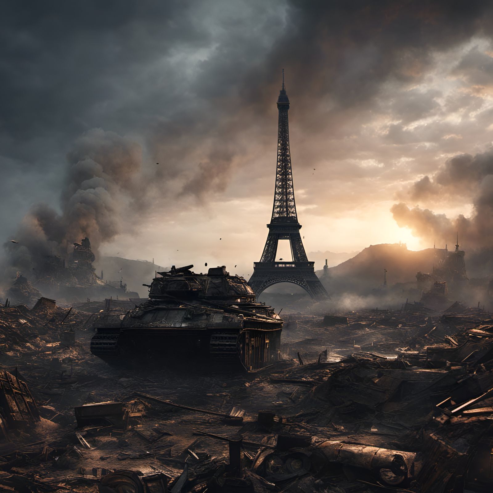 Post-Apocalyptic Eiffel Tower in Art Nouveau Style