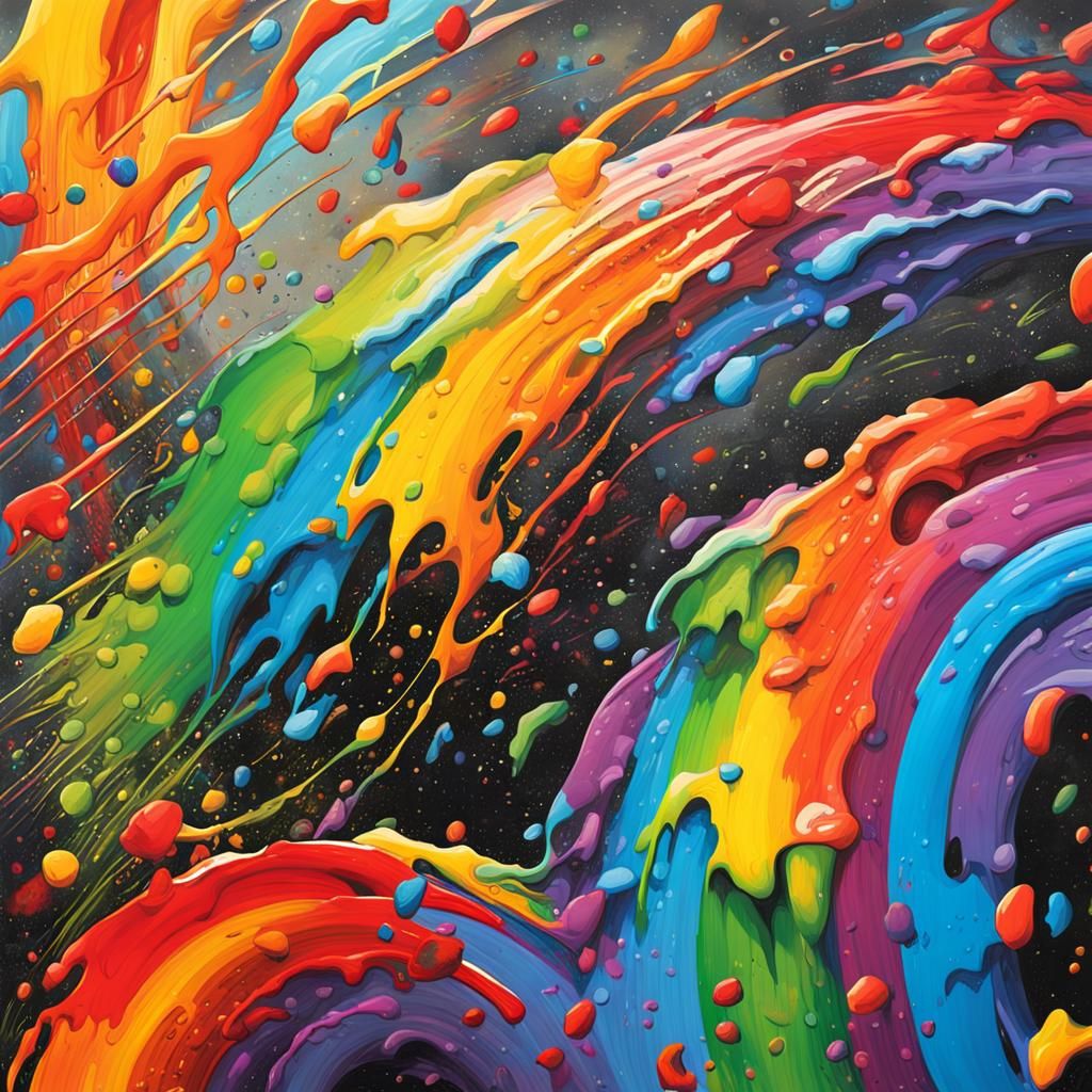 Rainbow Windstorm in Style of Abstract Expressionism