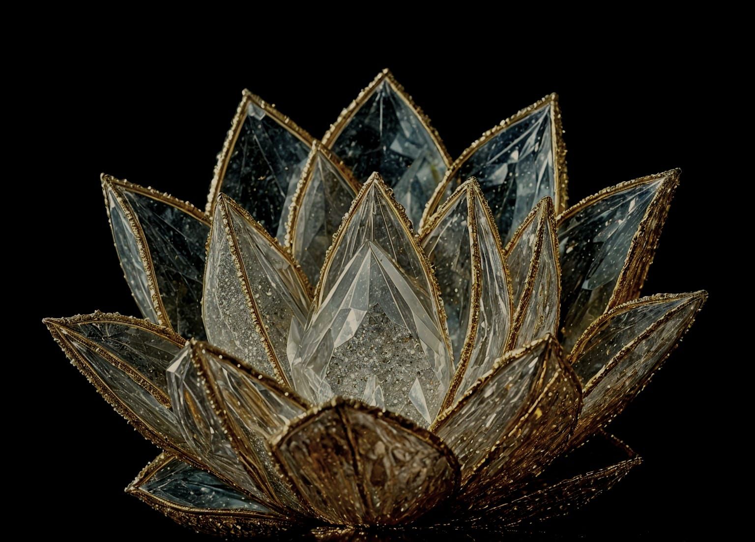 Stunning Geode Druzy Crystal Lotus in Dramatic Cinematic Sty...