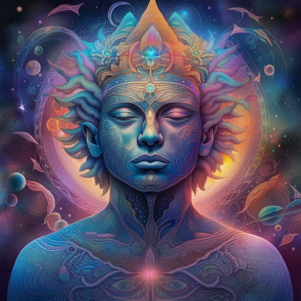 Holographic Astral Cosmic Illustration of Inner Peace