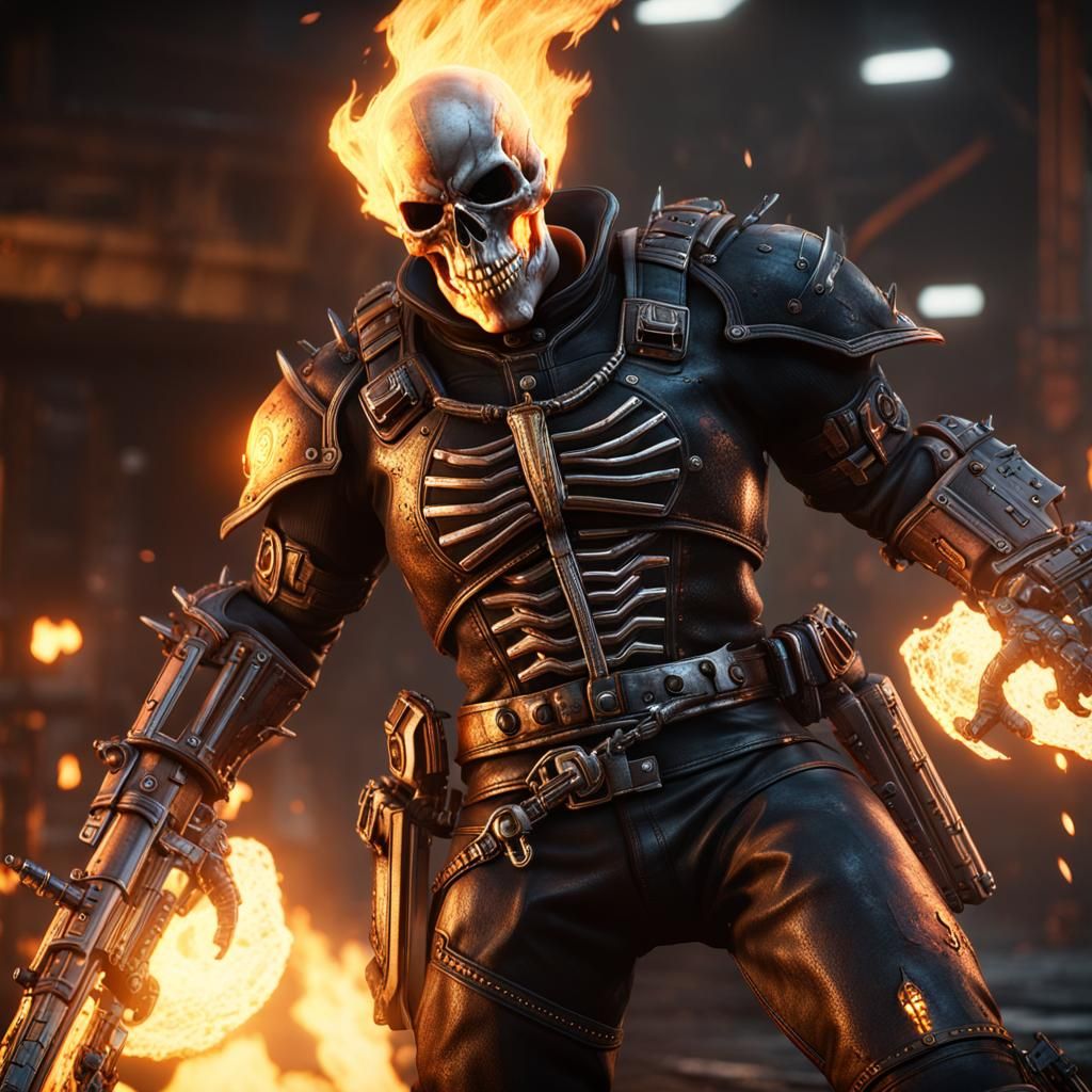 Ghost Rider as Chaos Space Marine in 3D