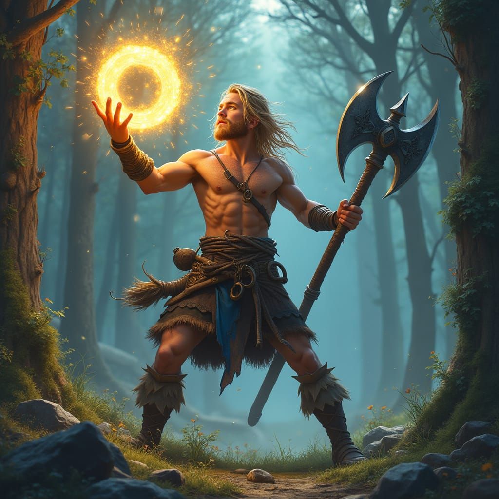 Viking Warrior with Magical Ring in Hyperrealistic Style