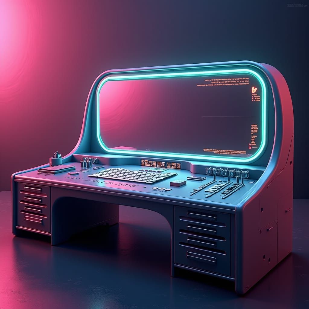 Futuristic Makeup Console with Digital Interface