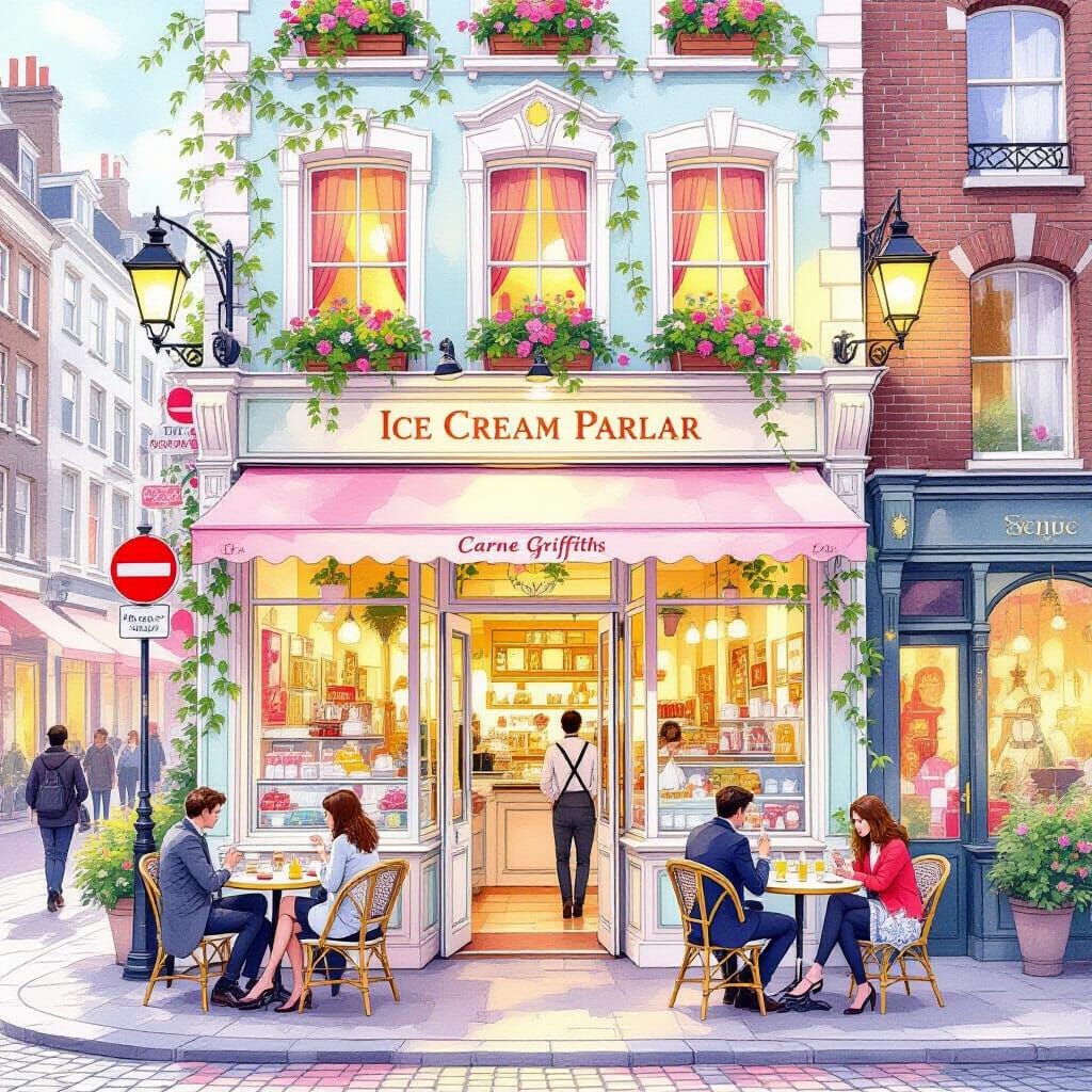 Whimsical Ice Cream Parlor in Expressive Surrealism