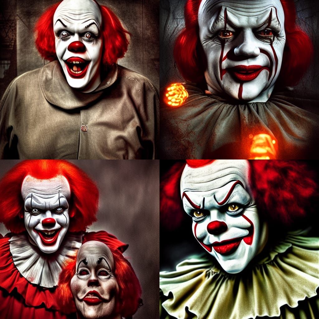Pennywise the clown juggling severed heads