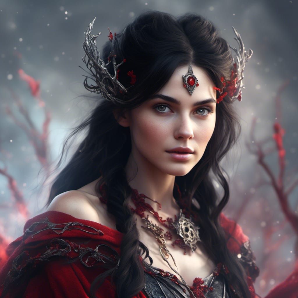 Hyperrealistic Young Wizard in Red Robes Portrait