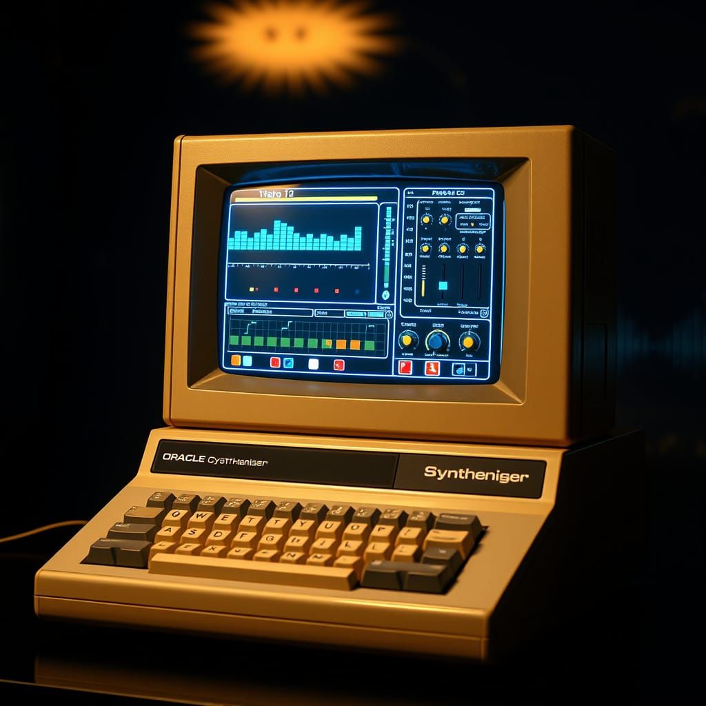 Vintage Oracle Synthesizer Terminal in 1980s Style